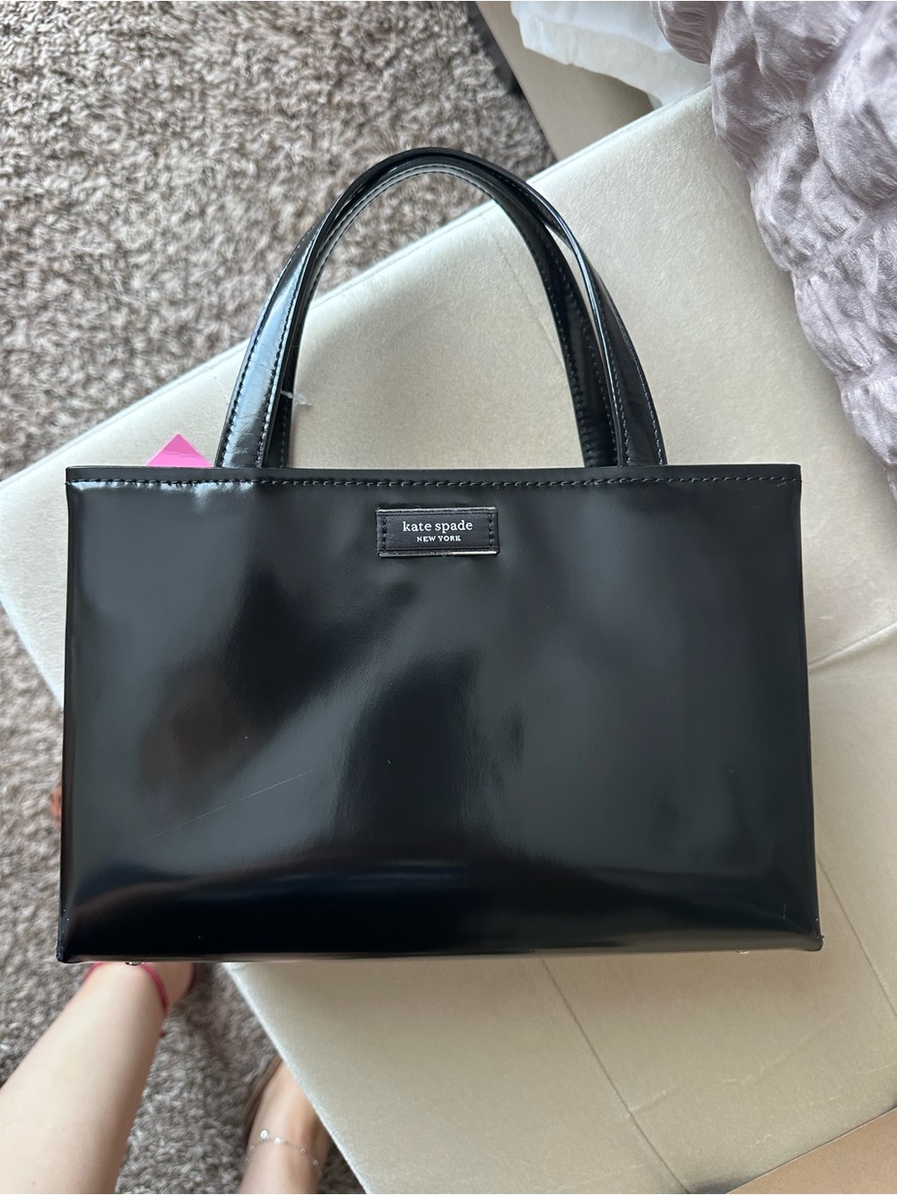 Kate Spade Black Patent Leather Top-Handle Tote